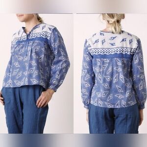 Matta New York Zaira Shell Peasant Top Turkish Blue M